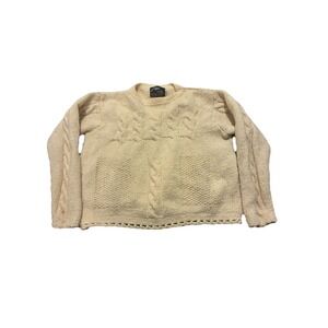 VTG Ands Wear Hand Knit Sweater Women's M Cotton Wool Blend Cable Knit Fair Isle